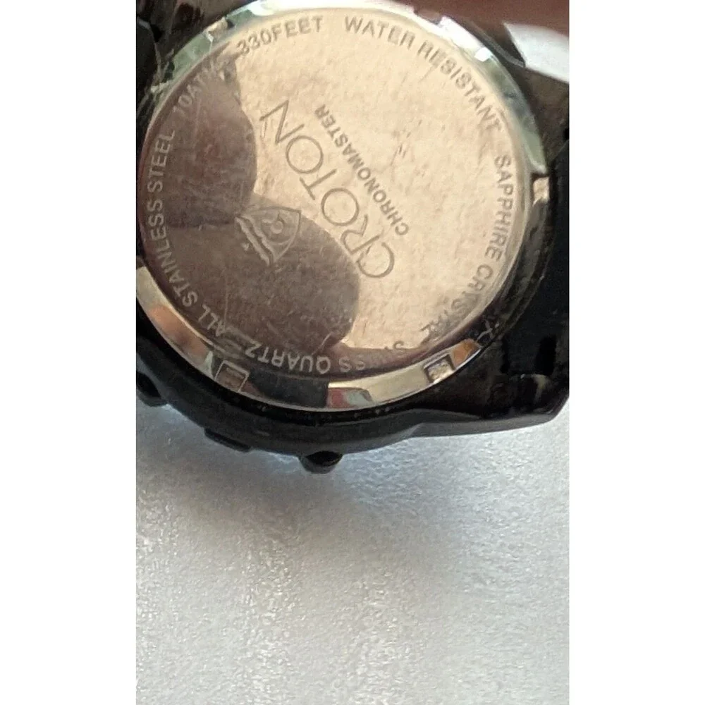 Croton Chronomaster Men's Black& Red Accent Chronograph Wristwatch Vintage